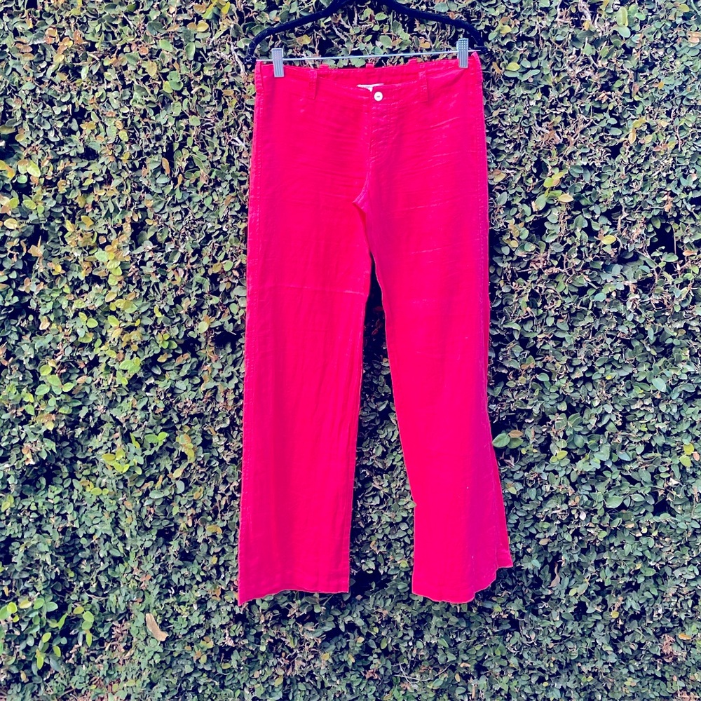 Hot pink linen pants, size small